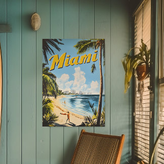 Vintage Miami Florida Travel Wall Poster