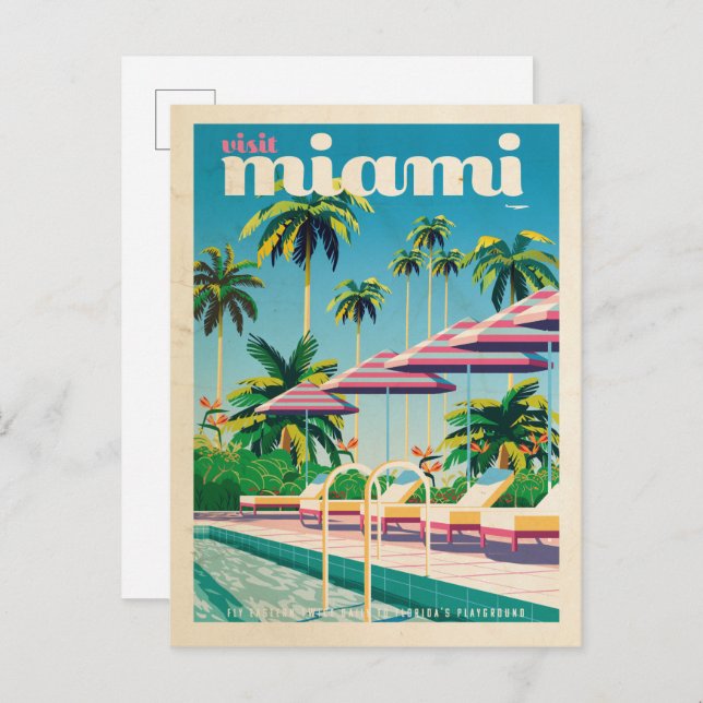 Vintage Miami Pool Postcard (Front/Back)