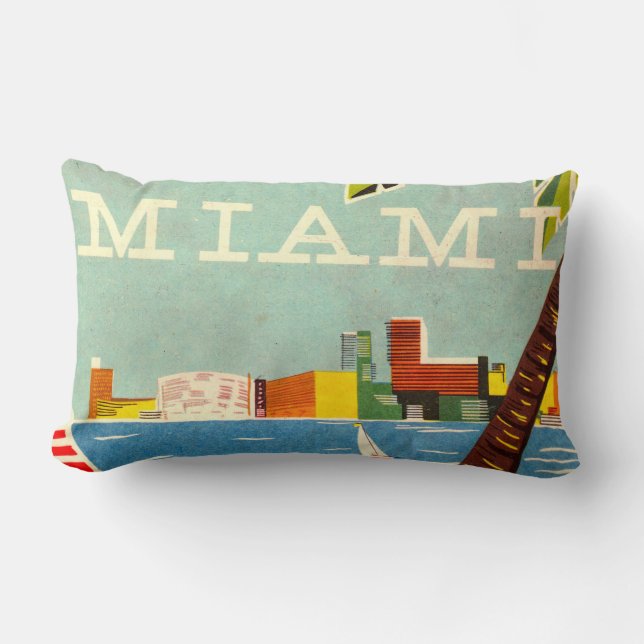 Vintage Miami travel design pillow (Front)