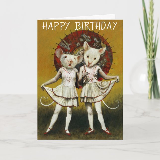 Vintage Mice Birthday Card (Front)