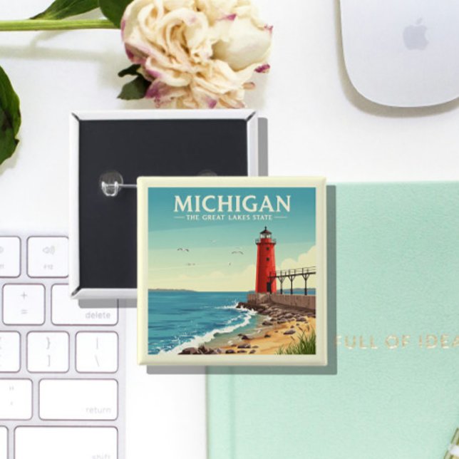 Vintage Michigan 15 Cm Square Badge (Creator Uploaded)