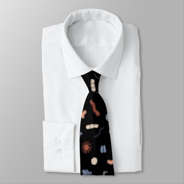 Vintage Microbiology - Black Outlines on Black Tie (Tied)