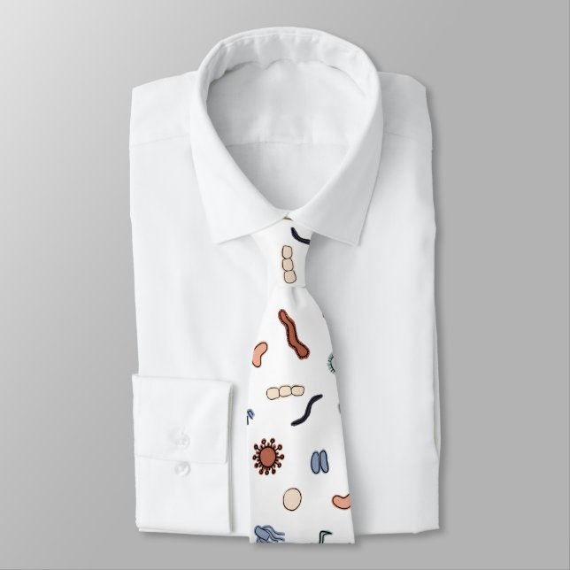 Vintage Microbiology - Black Outlines on White Tie (Tied)