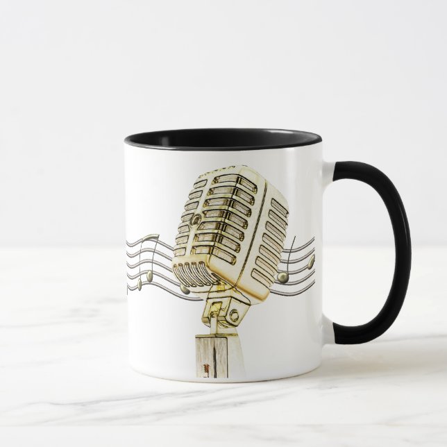 Vintage Microphone Design Coffee Mugs (Right)