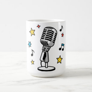 Vintage Microphone Music Notes Retro Singing Desig Coffee Mug