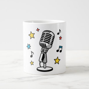 Vintage Microphone Music Notes Retro Singing Desig Large Coffee Mug