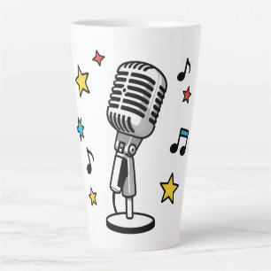 Vintage Microphone Music Notes Retro Singing Desig Latte Mug