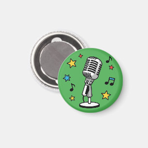 Vintage Microphone Music Notes Retro Singing Desig Magnet