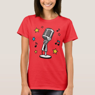 Vintage Microphone Music Notes Retro Singing Desig T-Shirt