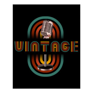 Vintage Microphone Music Singing Poster
