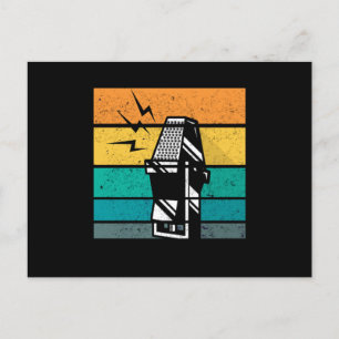 Vintage Microphone Retro Singer Karaoke Mic Gift Postcard