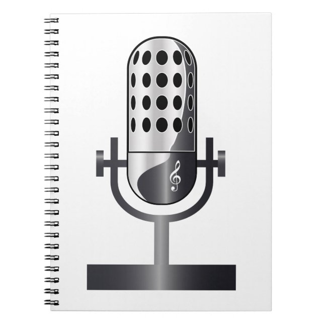 Vintage microphone spiral notebook (Front)