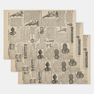 Vintage Microscope Catalogue Page Wrapping Paper Sheet