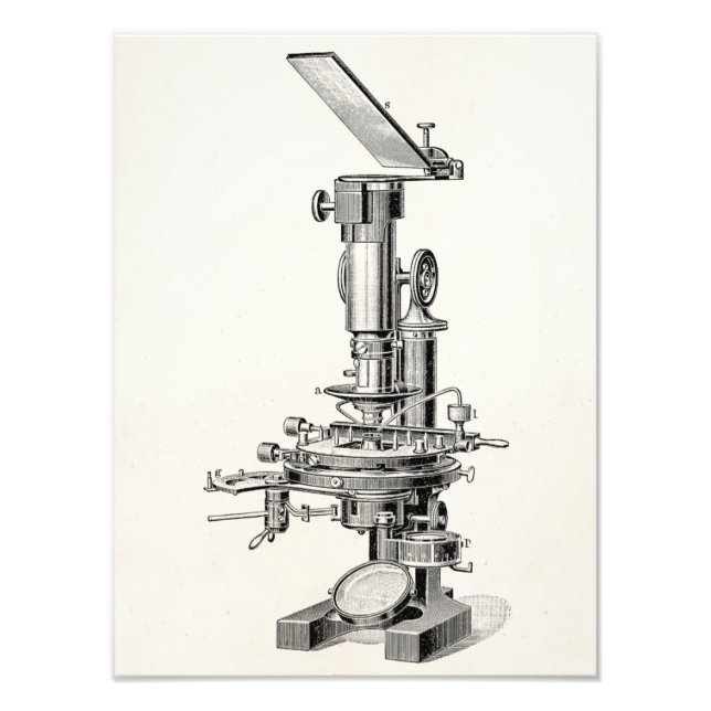 Vintage Microscope Illustration Retro Microscopes Photo Print (Front)