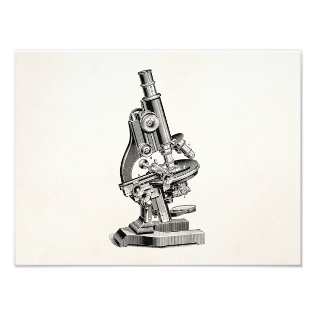 Vintage Microscope Illustration Retro Steampunk Photo Print (Front)