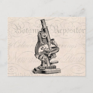 Vintage Microscope Illustration Retro Steampunk Postcard