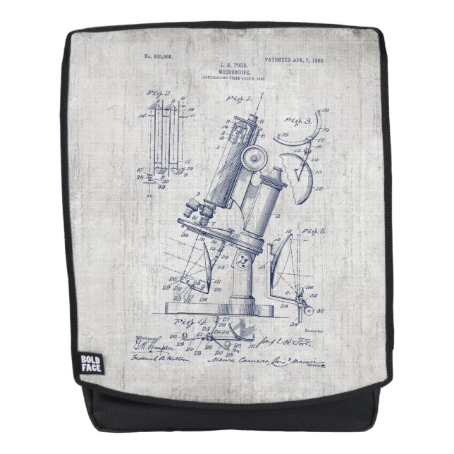 Vintage Microscope Patent Backpack (Front)
