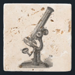 Vintage Microscope Stone Coaster<br><div class="desc">A great black and white vintage image of an antique microscope; this design lets the natural charcteristics of the stone that you choose shine through. Matching items are available in my Zazzle store.</div>