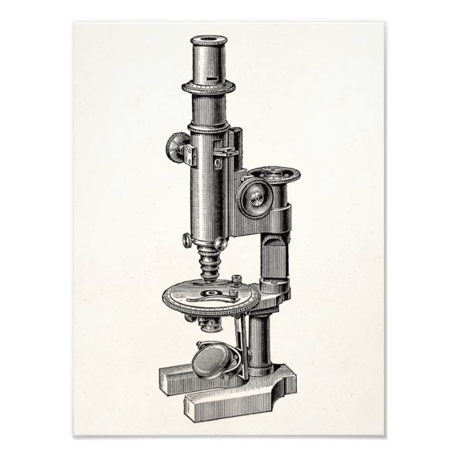 Vintage Microscopes Old Antique Science Microscope Photo Print (Front)