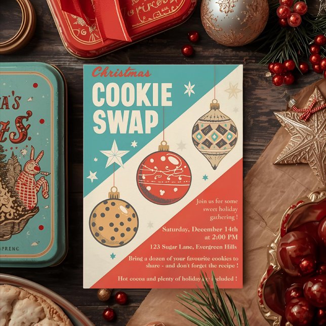 Vintage Mid-Century Christmas Cookie Swap  Invitation (Creator Uploaded)