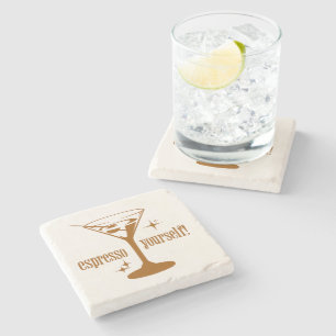 Vintage Mid-Century Espresso Martini Stone Coaster