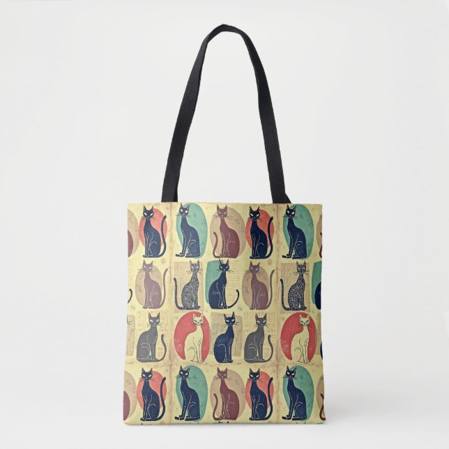 Vintage Mid-Century Modern Cats Tote Bag (Front)