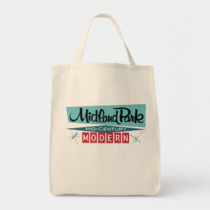 Vintage midcentury modern grocery tote bag