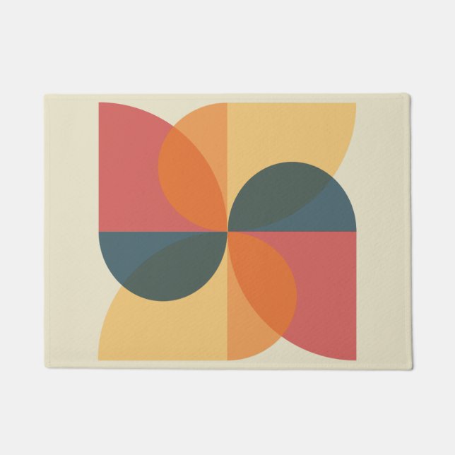 Vintage Midcentury Pinwheel Art Doormat (Front)