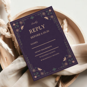 Vintage Midnight Botanical RSVP Card