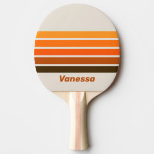 Vintage Midnight Sunrise Across Striping with Name Ping Pong Paddle