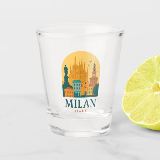 Vintage Milan Italy Duomo Shot Glass Retro Travel