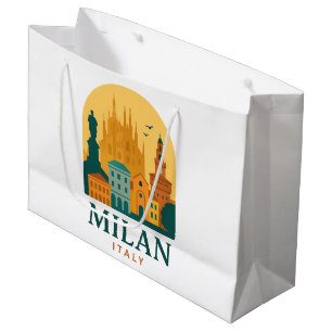 Vintage Milan Italy Travel Retro Duomo Large Gift Bag