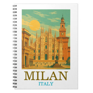 Vintage Milan Italy Travel Retro Duomo Notebook