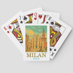 Vintage Milan Italy Travel Retro Duomo Playing Cards