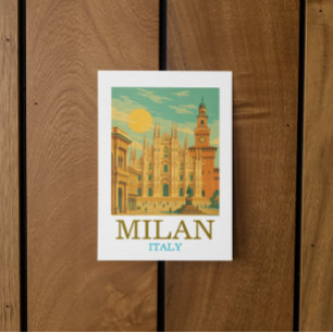 Vintage Milan Italy Travel   Retro Duomo Postcard