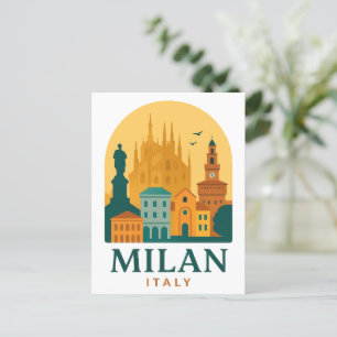 Vintage Milan Italy Travel   Retro Duomo Postcard