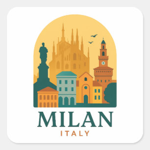 Vintage Milan Italy Travel Sticker Retro Duomo