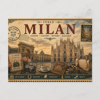 Vintage Milan Vacation Souvenir Postcard