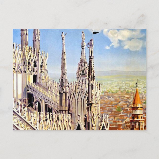 Vintage Milano Travel Unique Artwork Postcard (Front)
