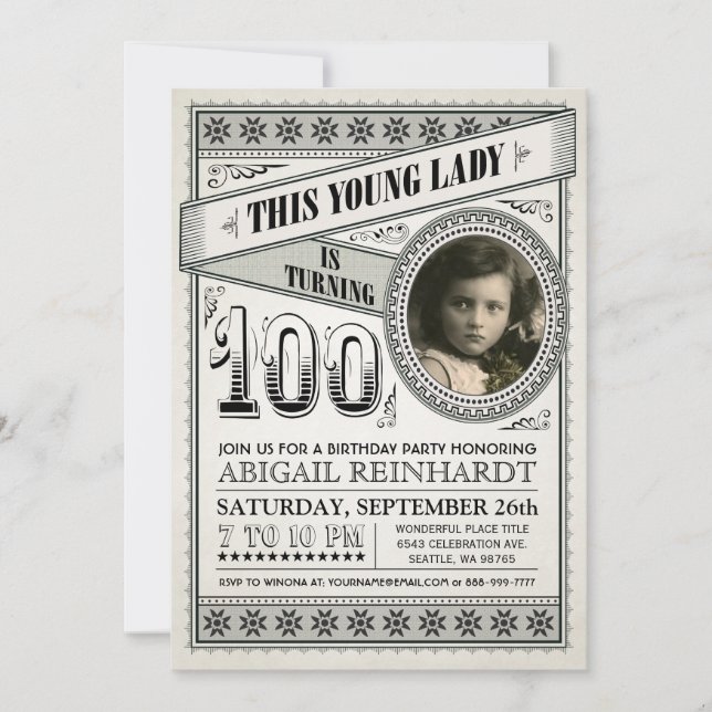 Vintage Milestone Birthday Invitations Your Photo (Front)