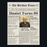 Vintage Milestone Birthday Newspaper - Custom Year Poster<br><div class="desc">Commemorate a lifetime of headlines with this authentic vintage newspaper-style milestone poster. While shown here as a 1966 60th birthday tribute, this template is designed to be fully customisable for any birth year, age, or location. Simply click 'Personalise this template' to update the masthead date, the 'Year You Were Born'...</div>