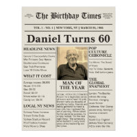 Vintage Milestone Birthday Newspaper - Custom Year