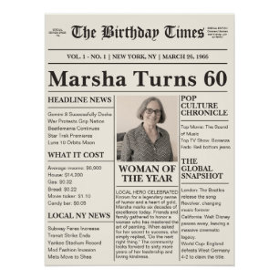 Vintage Milestone Birthday Newspaper - Custom Year Poster