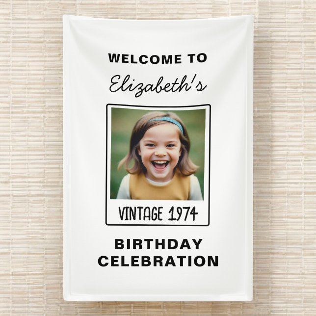 Vintage Milestone Birthday Photo Keepsake Banner (Creator Uploaded)