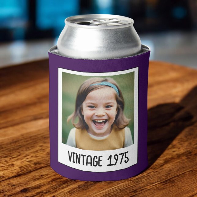 Vintage Milestone Birthday Photo Keepsake Can Cooler (Creator Uploaded)
