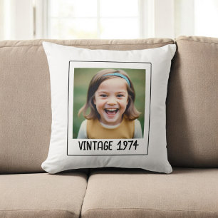 Vintage Milestone Birthday Photo Keepsake Cushion