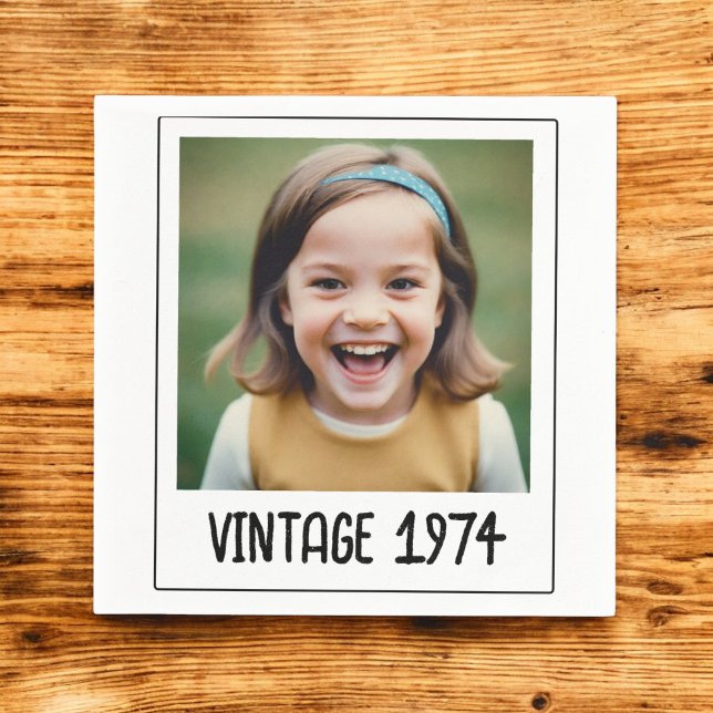 Vintage Milestone Birthday Photo Keepsake Napkin (Creator Uploaded)