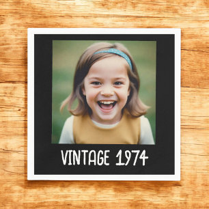 Vintage Milestone Birthday Photo Keepsake Napkin