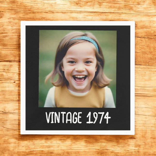 Vintage Milestone Birthday Photo Keepsake Napkin (Creator Uploaded)