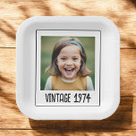 Vintage Milestone Birthday Photo Keepsake Paper Plate<br><div class="desc">Celebrate special milestones with our Vintage Milestone Birthday Photo Keepsake Paper Plates! Featuring a classic vintage design, these plates are personalised with a memorable photo and milestone date, adding a unique touch to your party decor. Made from high-quality, durable materials, they are both stylish and practical for serving your favourite...</div>